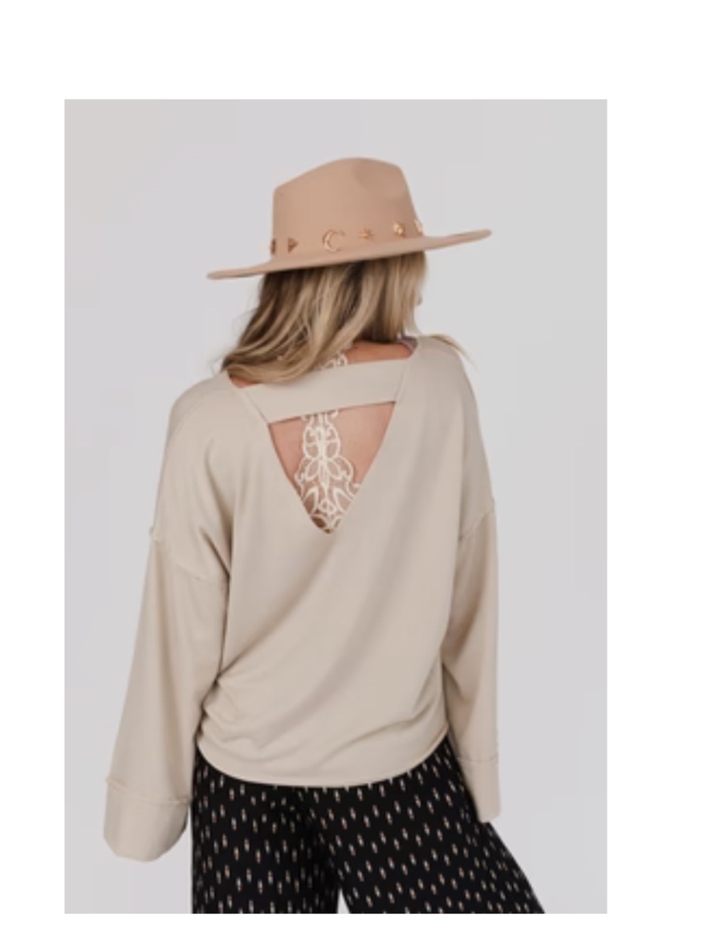 Three Bird Nest Lightweight V-Neck Long Sleeve Top in Beige